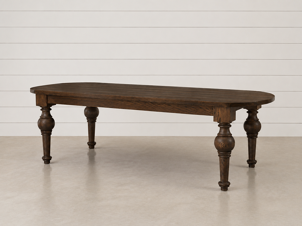 Solana Dining Table with turned legs in dark wood finish