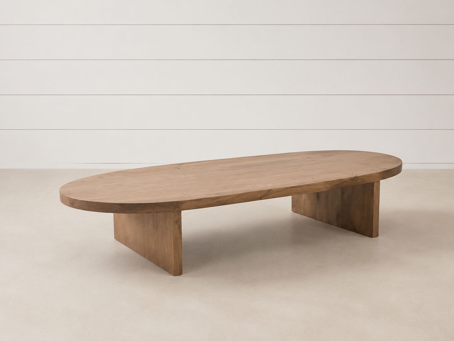 Oval Sierra Coffee Table in natural wood with slab legs
