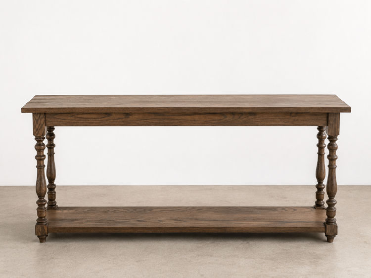 Thumbnail: Ivy Console Table in natural wood with turned legs