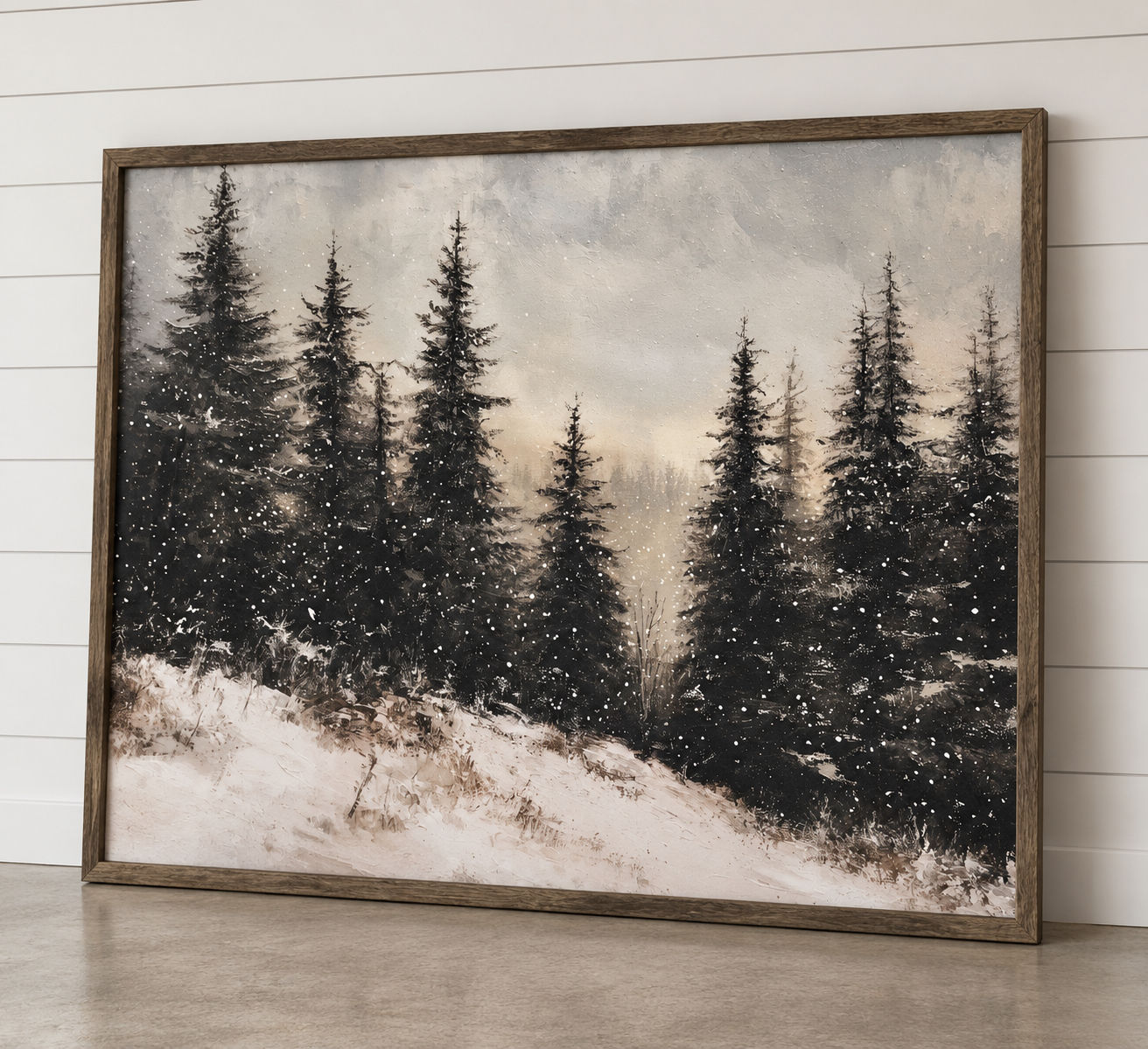 Winter Forest Canvas Print in an Oak Frame