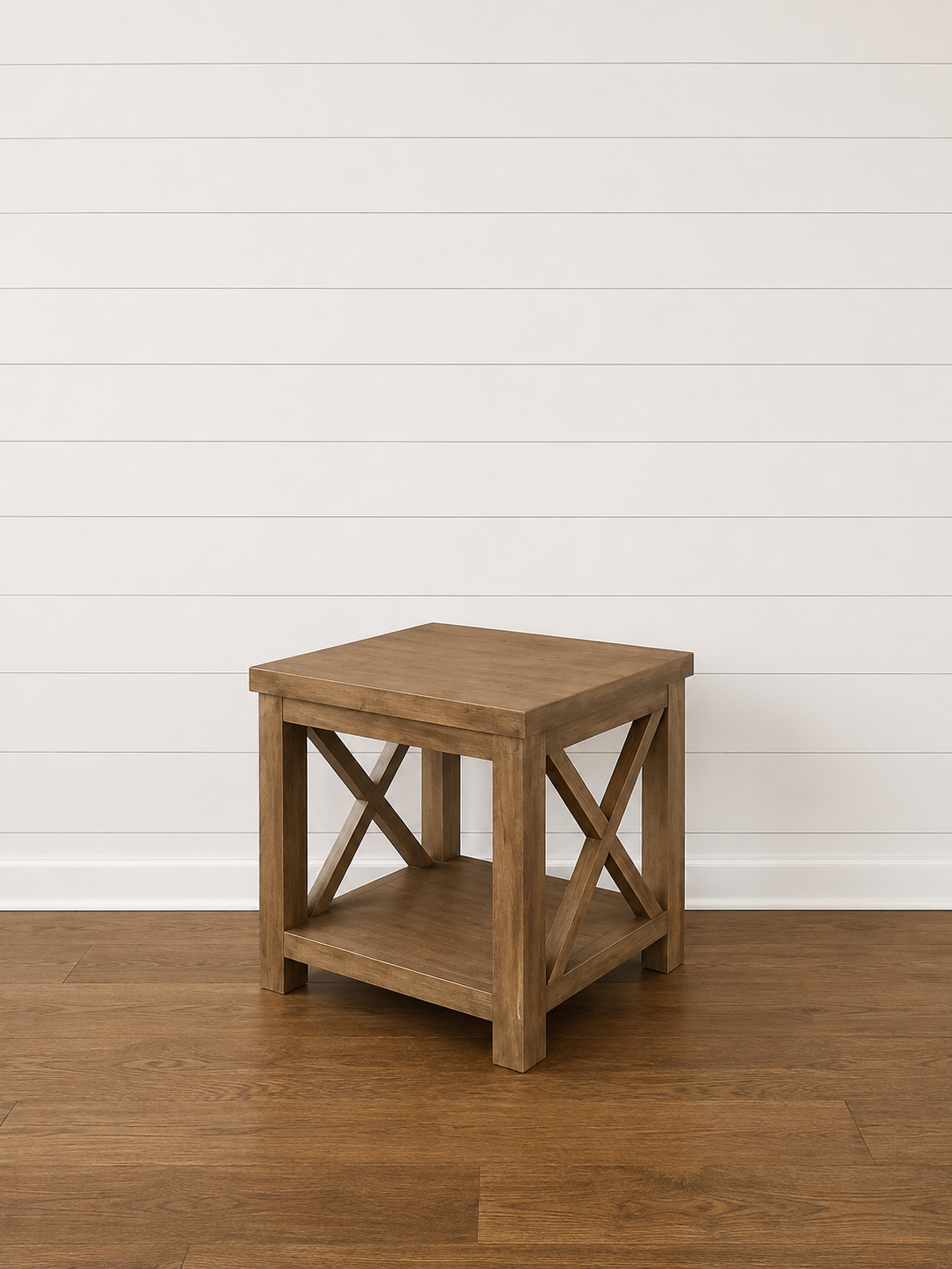 Jill Farmhouse Side Table with X-frame design