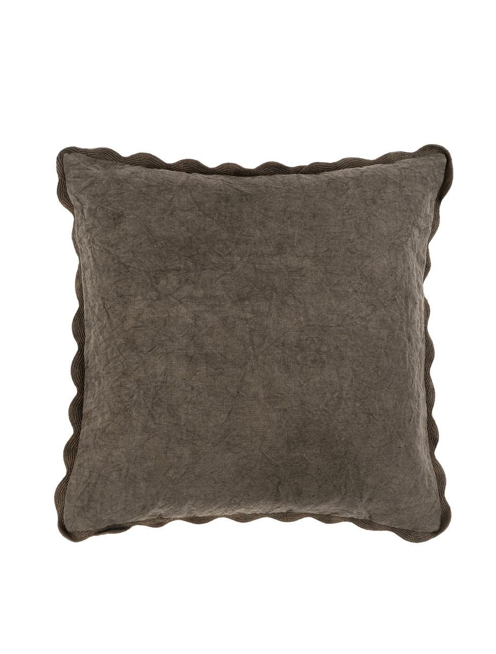 Dark cushion with scalloped edge