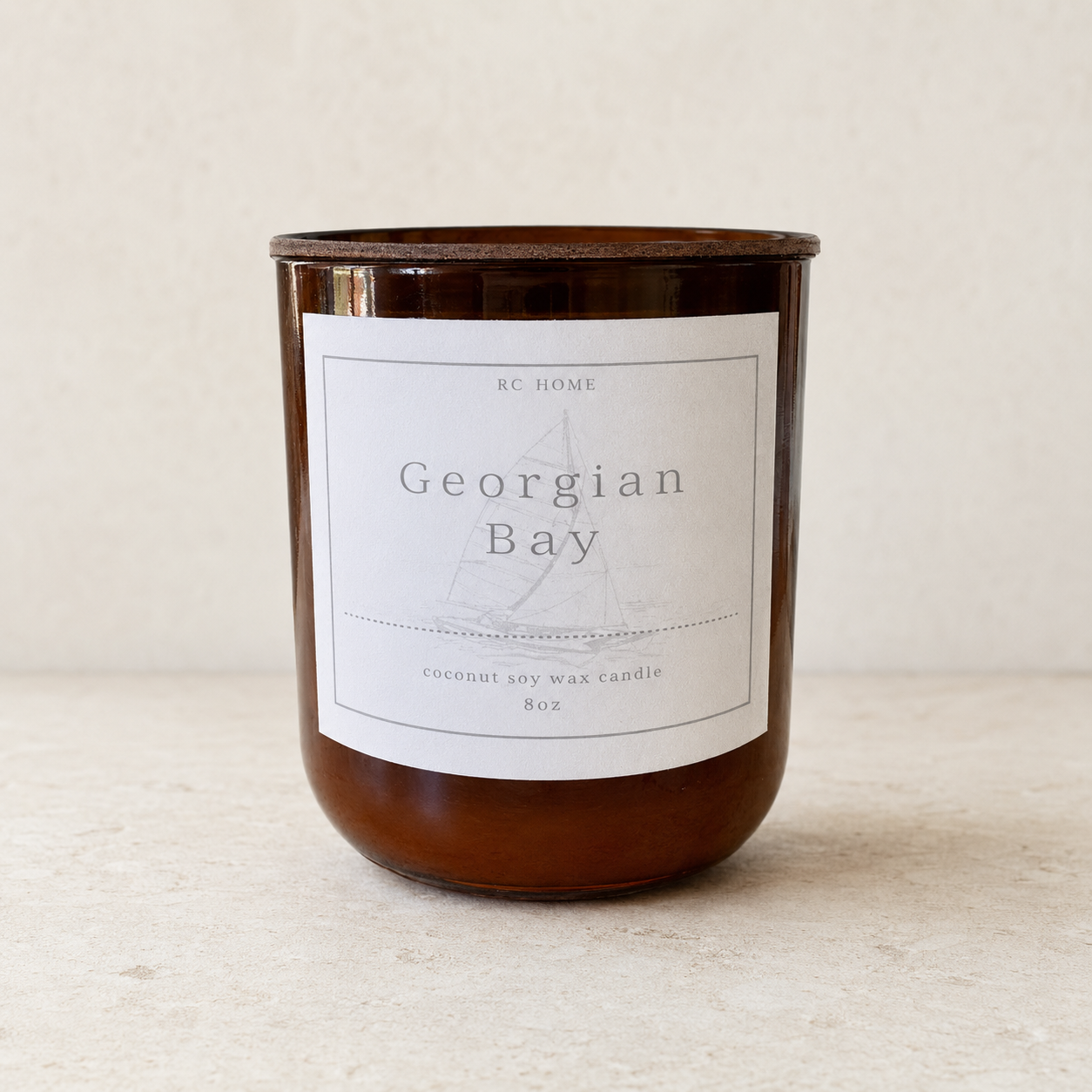 Georgian Bay 8oz coconut soy candle in an amber jar