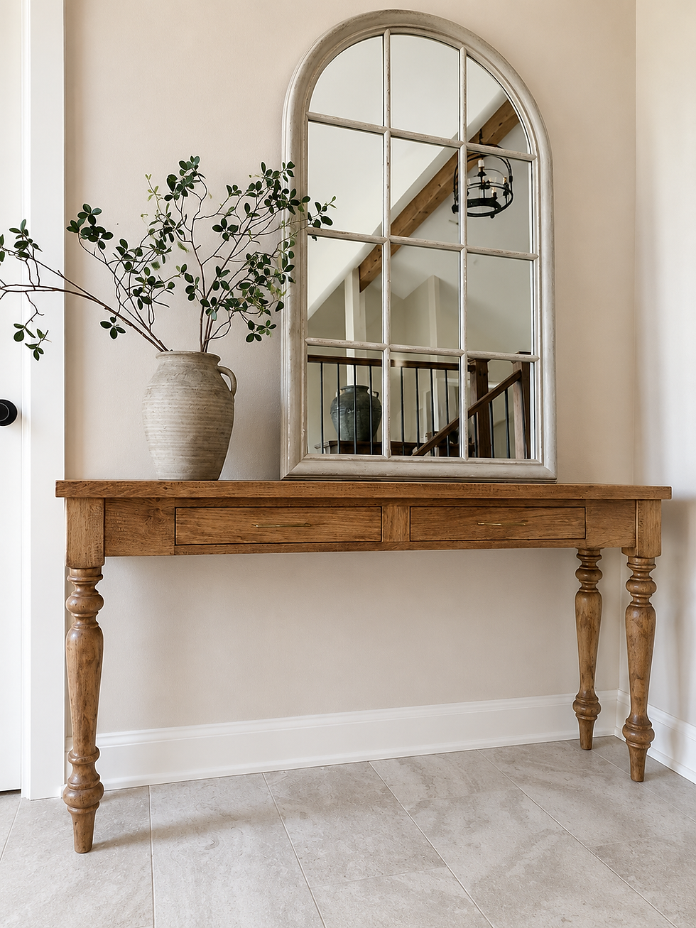 Miniature : The Florence console table with a mirror and greenery.