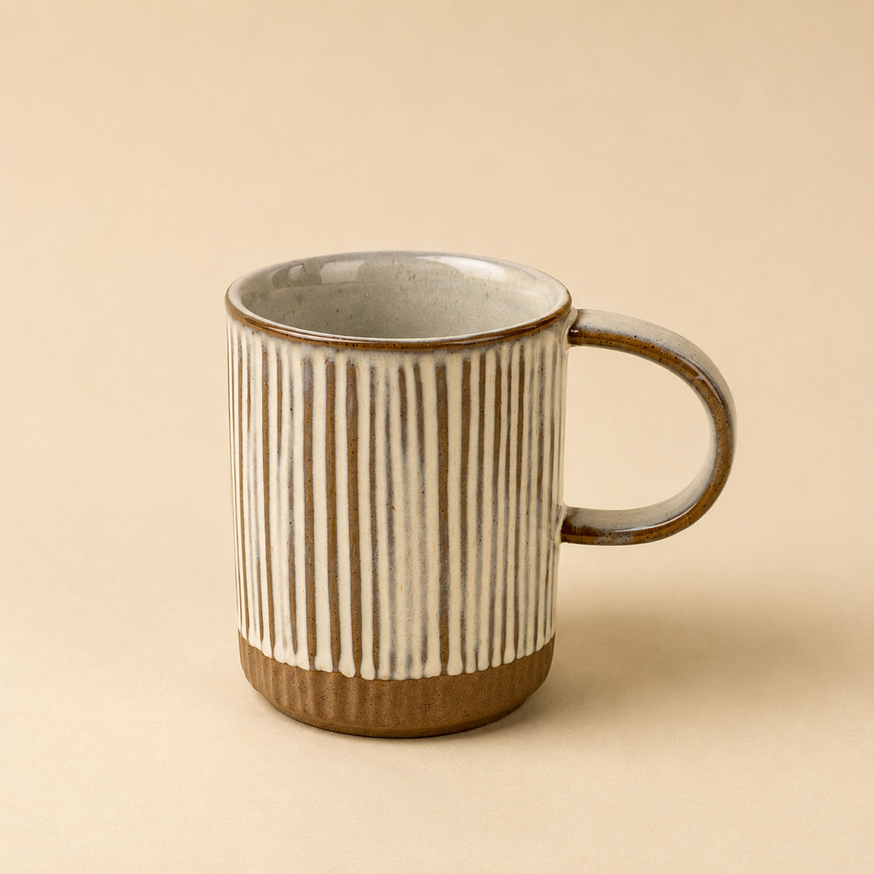 Luca Crafted Mug with vertical striped texture
