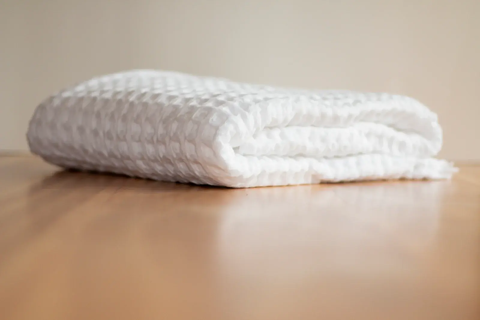 Soft white waffle weave towel
