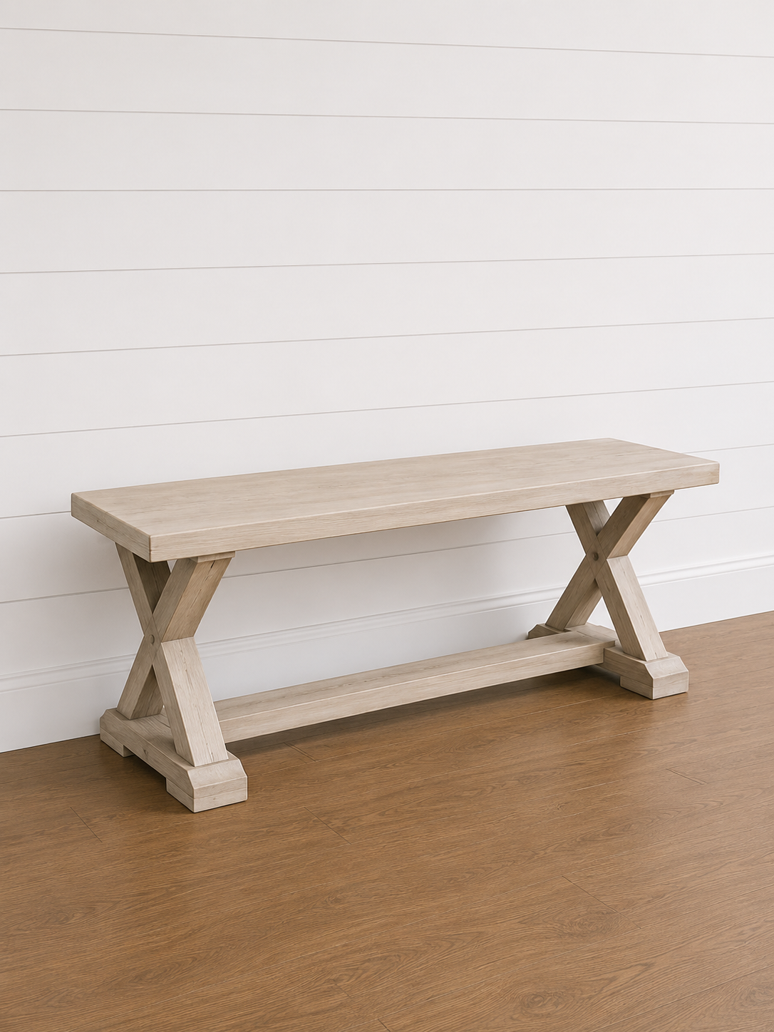 Arizona solid wood bench with X-shaped legs