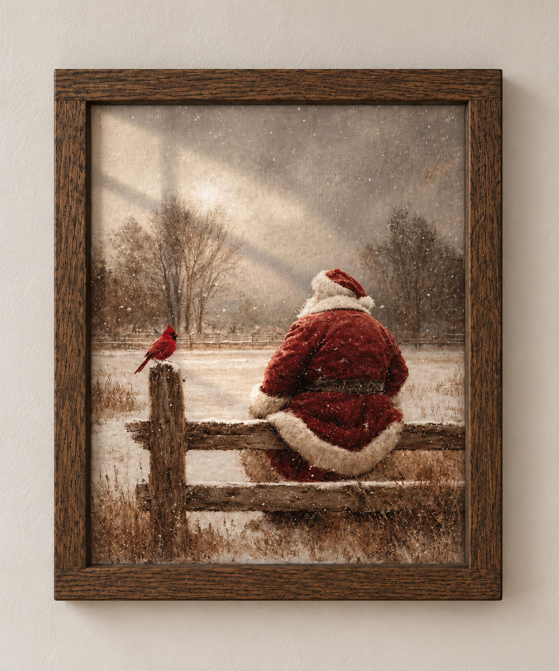 Santa’s Winter Moment Framed Canvas Art