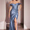 Thumbnail: CD370 SATIN OFF THE SHOULDER FITTED GOWN