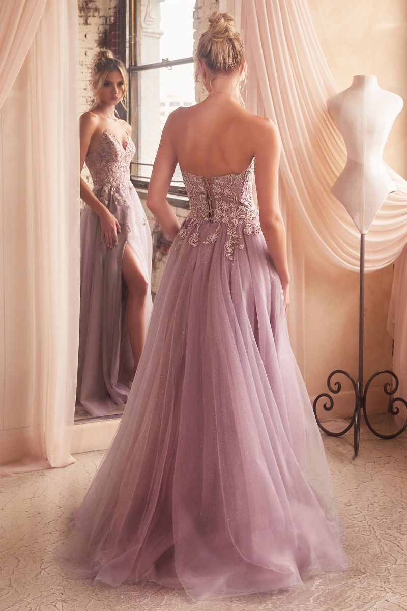 Thumbnail: C148 STRAPLESS A-LINE LACE & TULLE DRESS