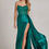 Thumbnail: E1174 Emerald Long gown strapless corset bodice with rhinestones