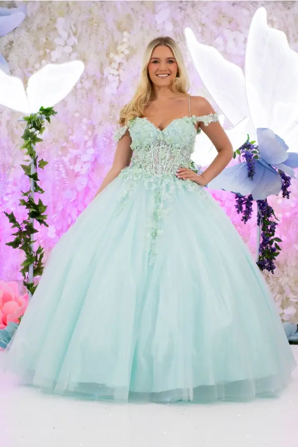 Thumbnail: Natalia Full Ballgown with flower sequin