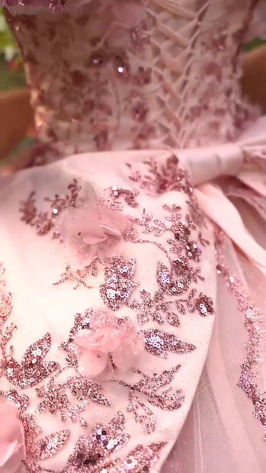 Thumbnail: 1571 FLORAL OFF THE SHOULDER QUINCE BALL GOWN