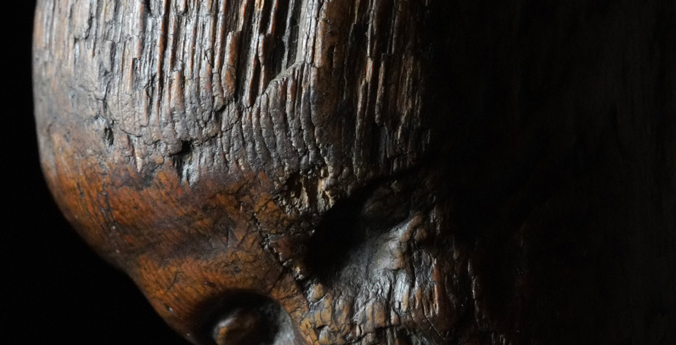 Sculpture d'Enfant Jésus en bois, France XVIIe siècle, art religieux ancien.