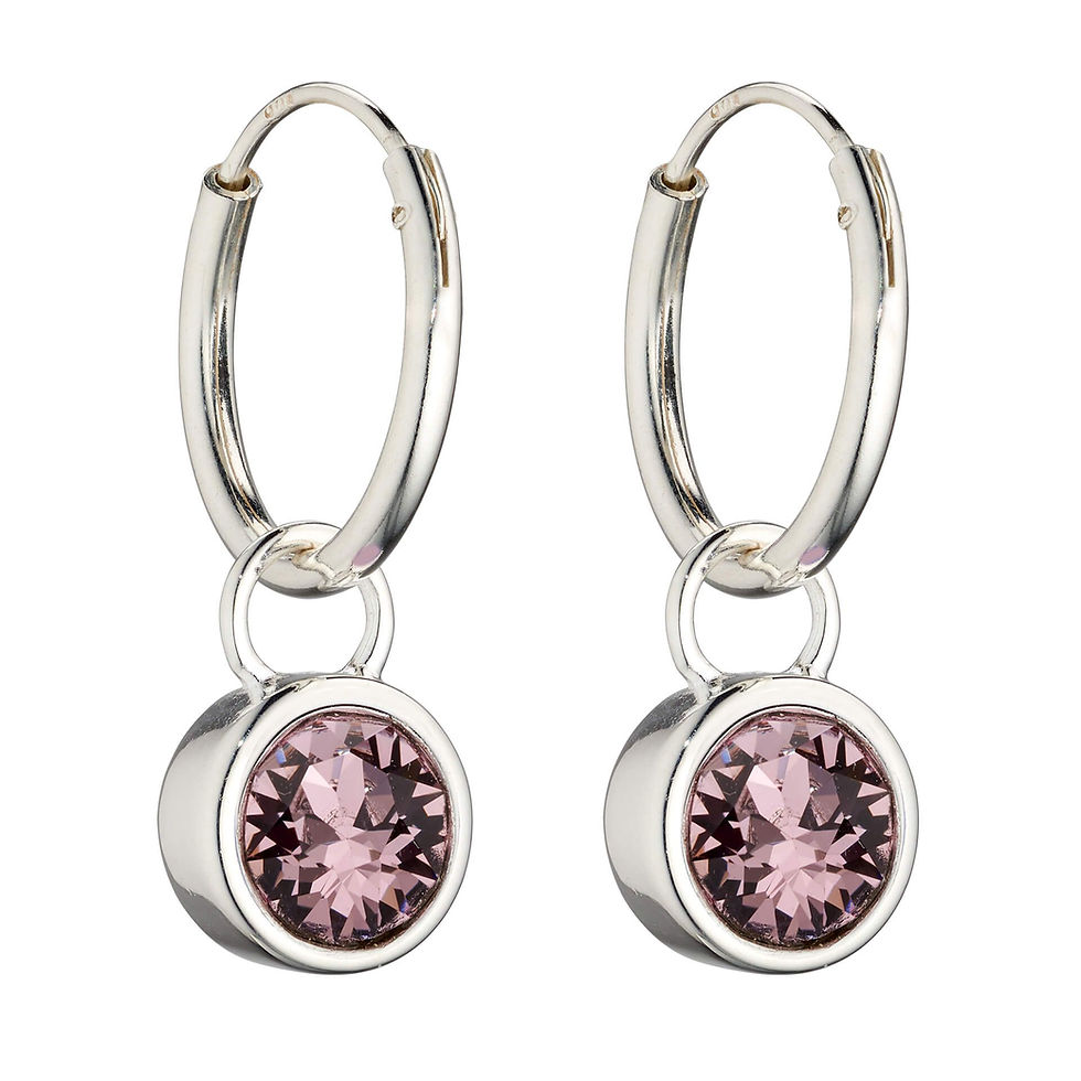 Thumbnail: Crystal Birthstone Huggie Hoop Earrings
