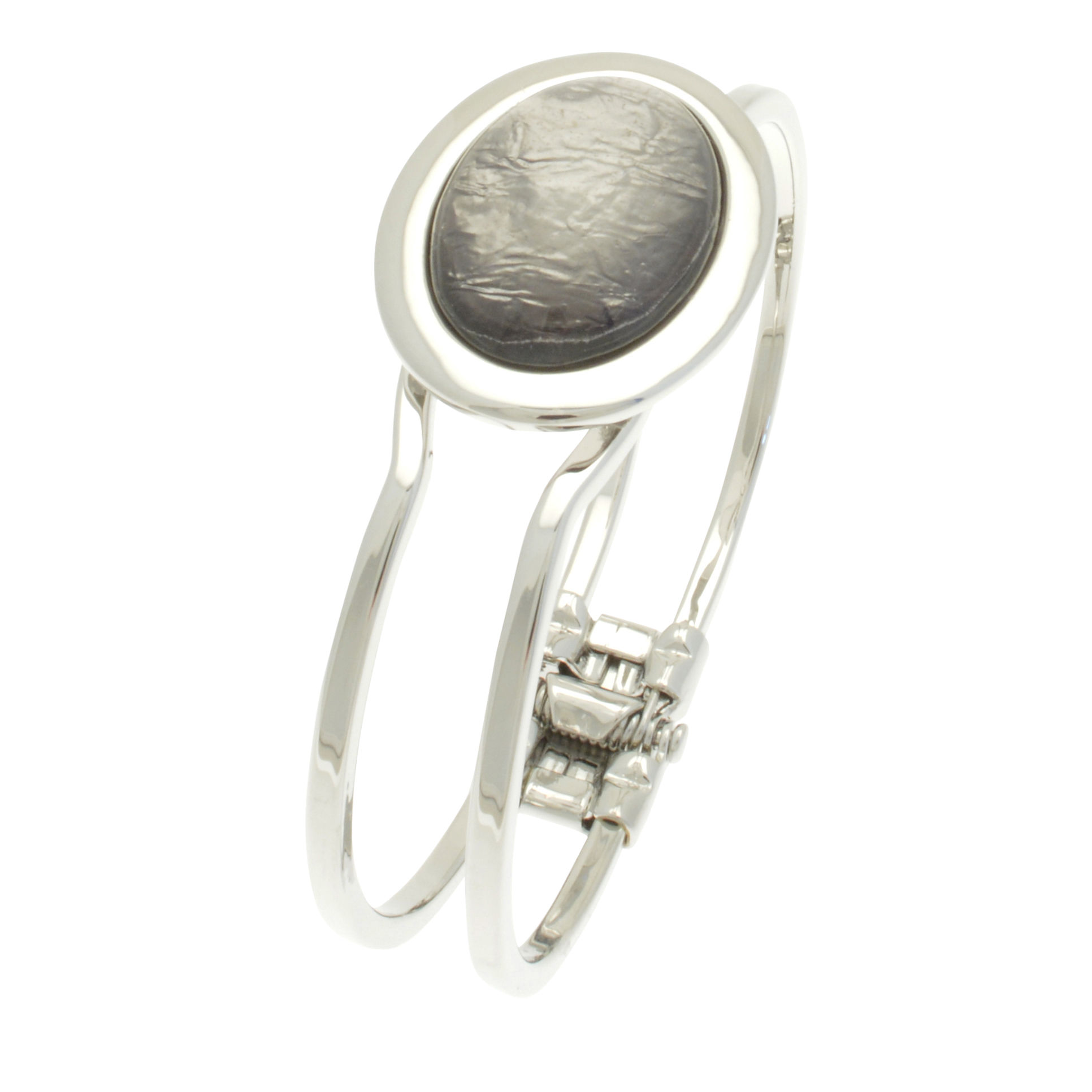 Resin Hinged Bangle - Grey