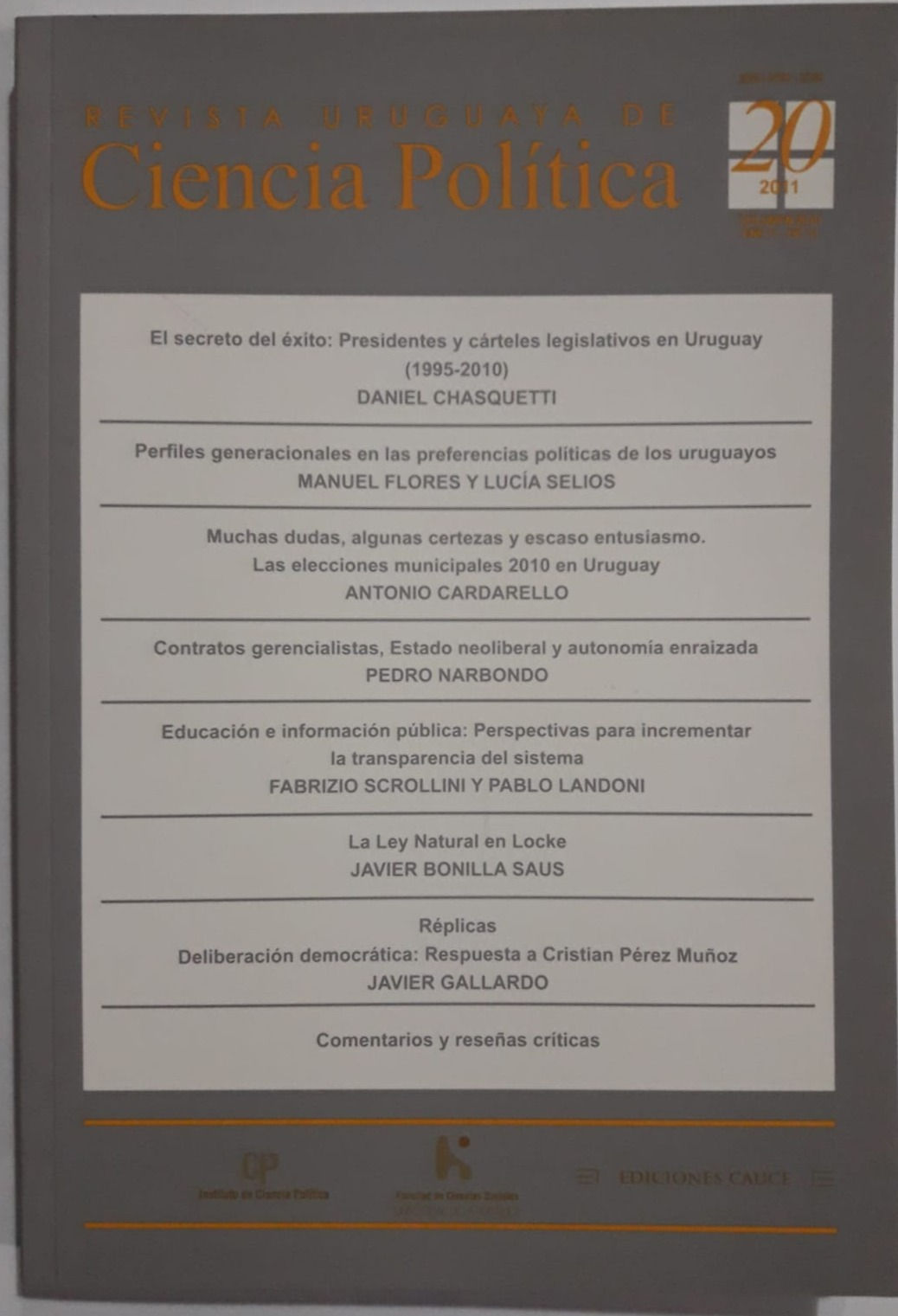 Revista uruguaya de Ciencia Política Nº20