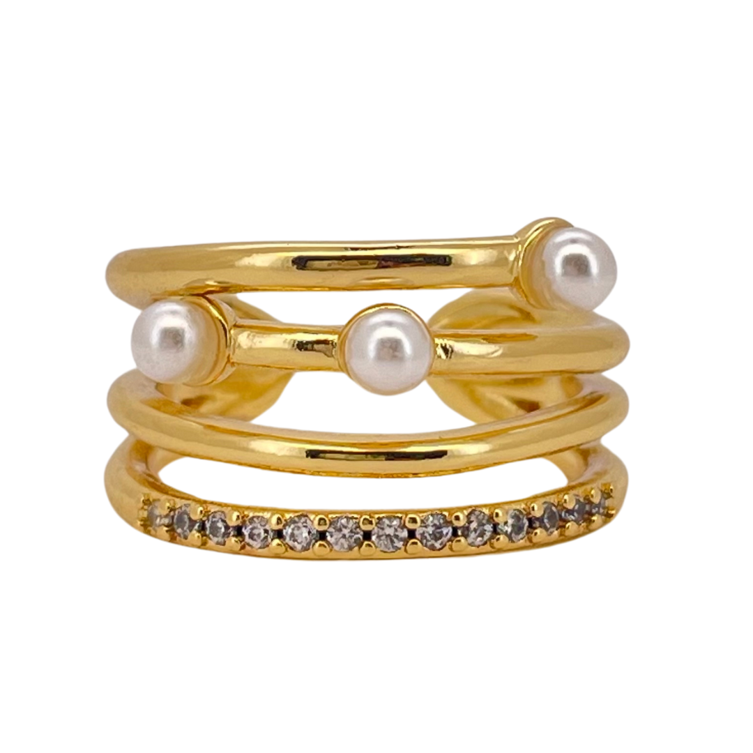 Anillo Múltiple Perlas 