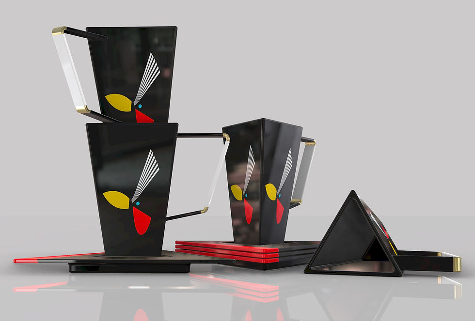 TriBrew Coffee Cup Set in Glossy Ceramic "The Bird"