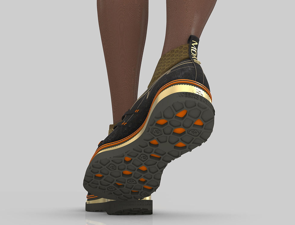Apex Strider Sneakers - Distressed Black/Gold/Orange Edition
