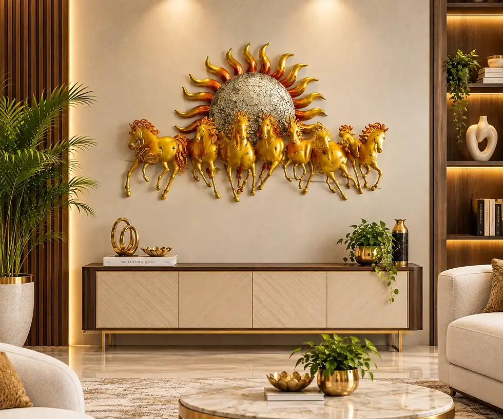 Thumbnail: Golden Horse with Sun Wall Décor