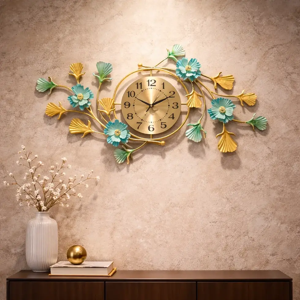 Azure Bloom Metal Wall Clock