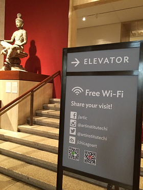 Social media signage at the Art Institute of Chicago