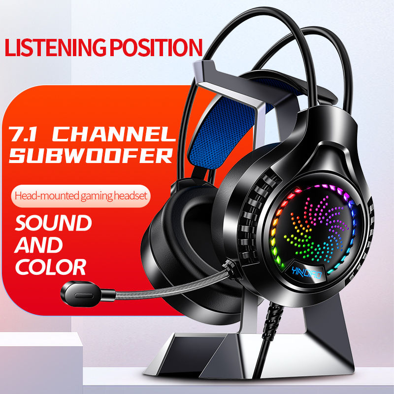 Thumbnail: RGB Gaming Headset with Microphone 7.1 Surround HD Sound Stereo Dual 3.5mm USB  