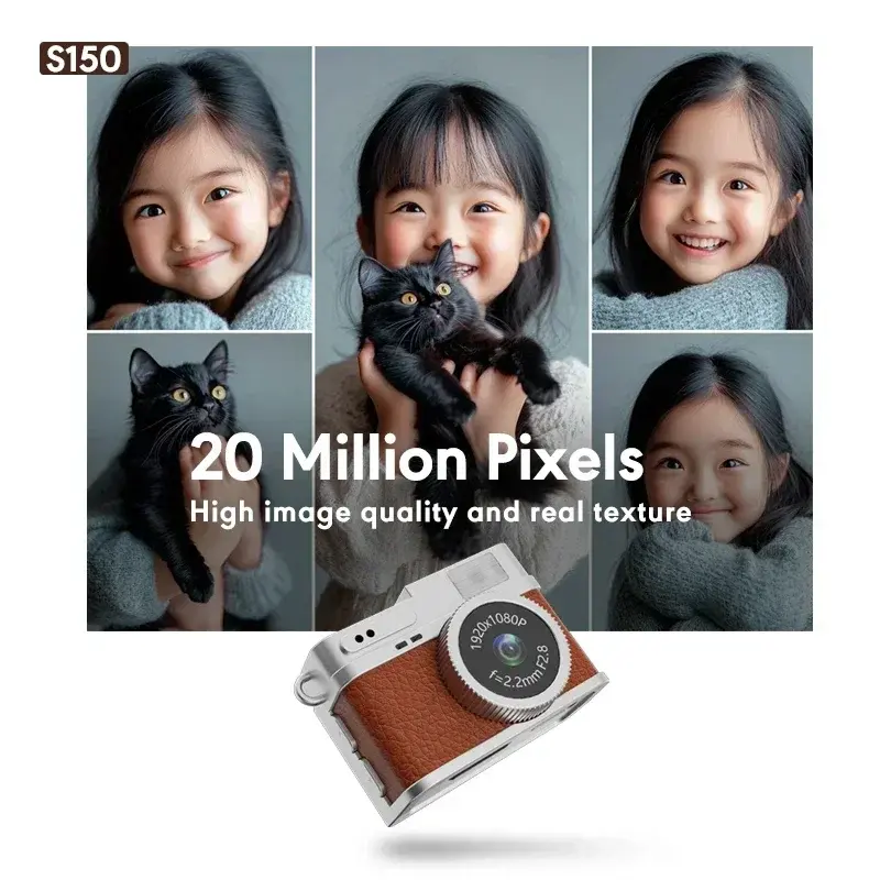 Thumbnail: Retro Digital Camera 1080P Video Recorder LED Fill Light 0.96 Inch IPS Screen Po