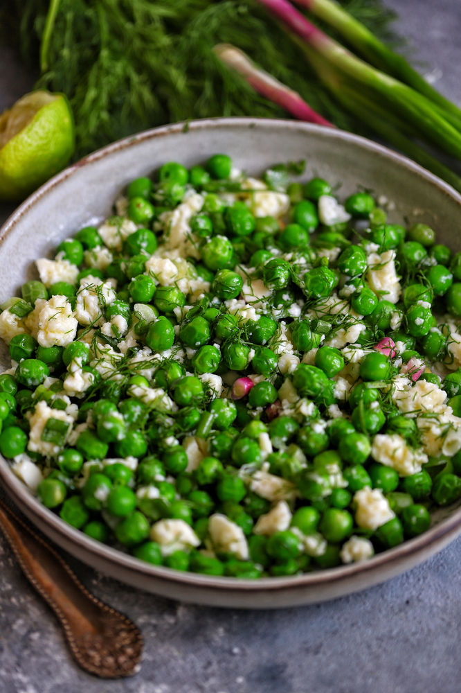 Fresh Sweet Peas with Feta Cheese Recipe