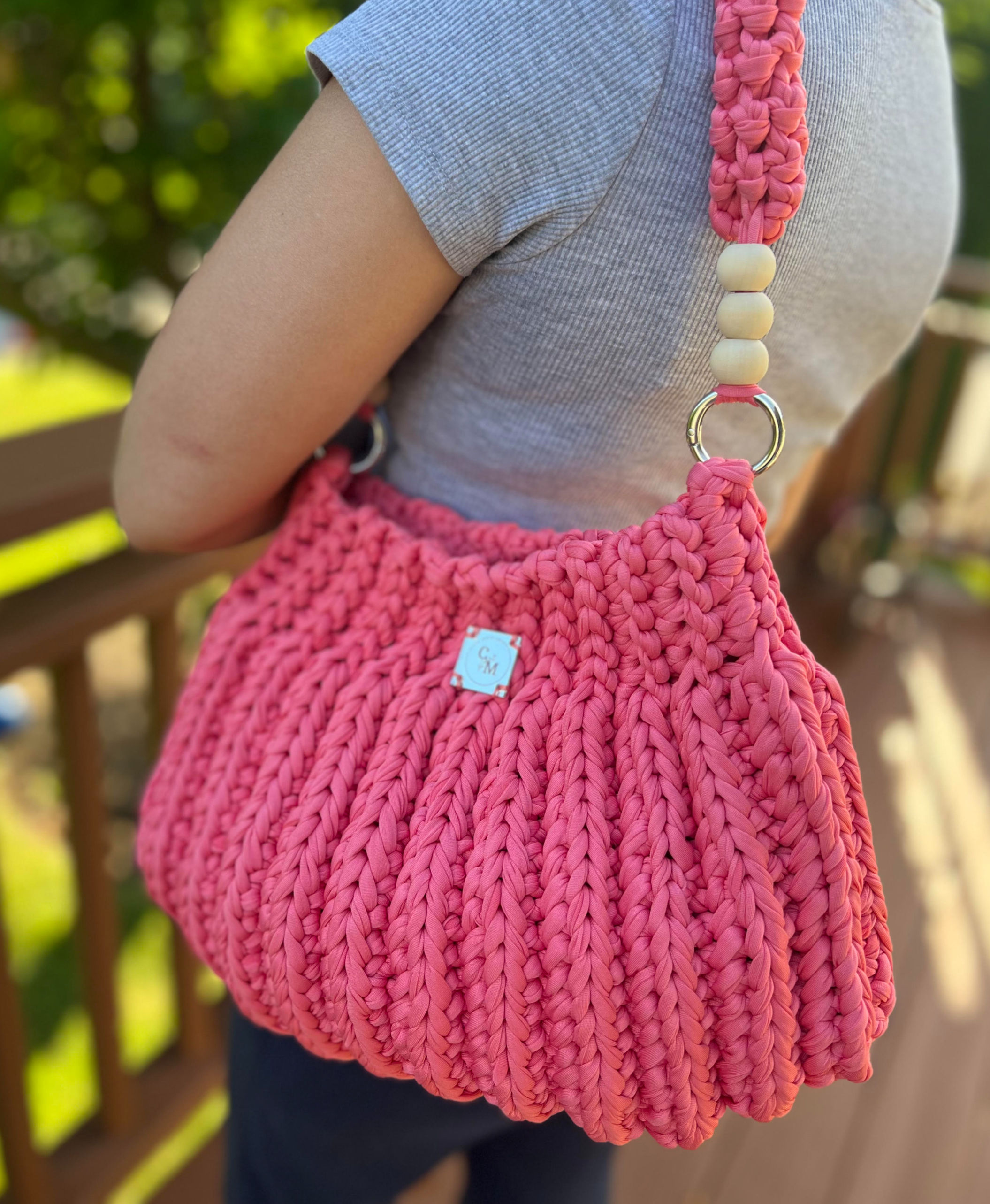 Rose Pink Spiked Crochet Bag