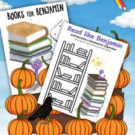 Reading Log 2  of Benjamin the worm and the cover of Books For Benjamin with a raven and pumpkins background.