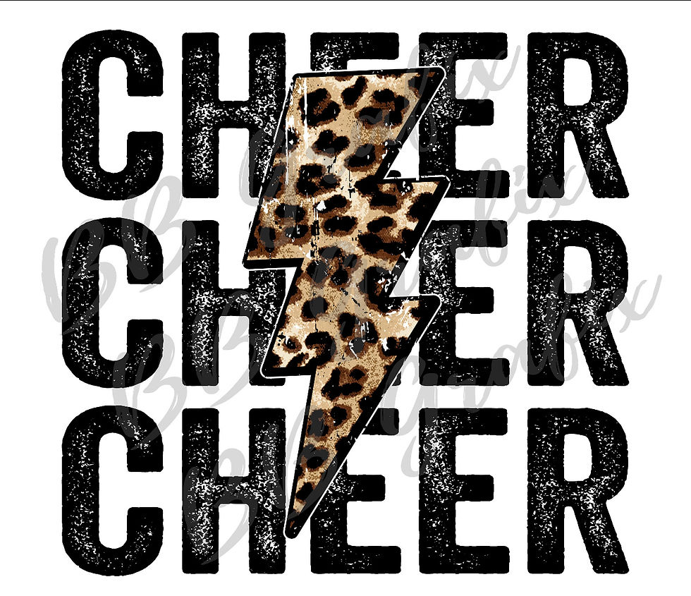 Cheer Stacked Leopard Bolt