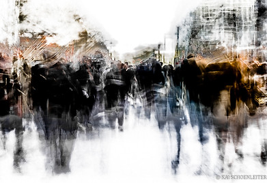 impressionistische ICM Fototgrafie, Titel: "Stadtgeister im Kaufrausch"