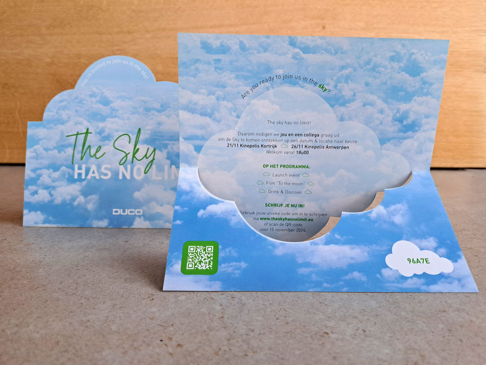 Uitnodiging lanceringsevent "The Sky has no limit"