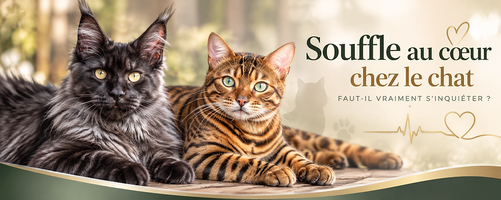 Bengal brown et Maine Coon black smoke illustrant un article sur le souffle au cœur chez le chat