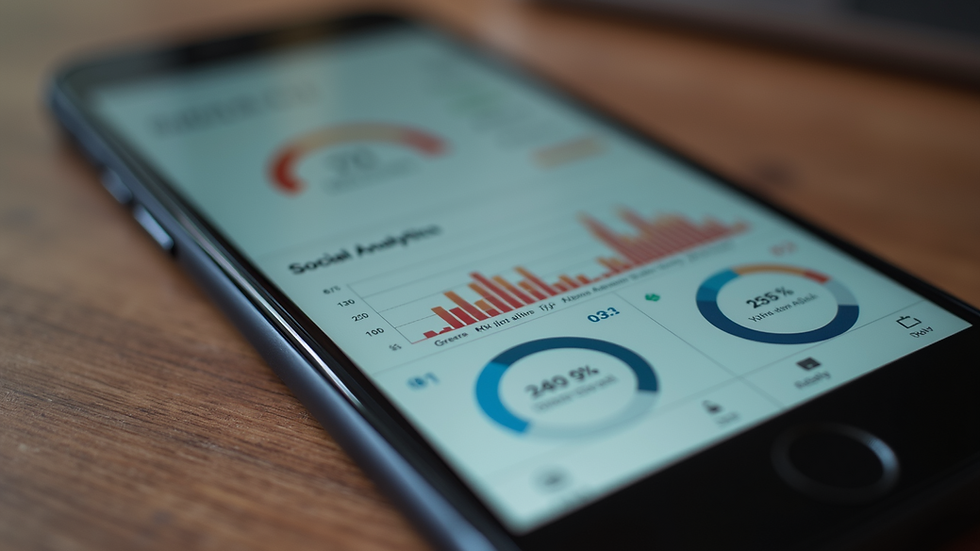 Close-up view of a smartphone displaying social media analytics