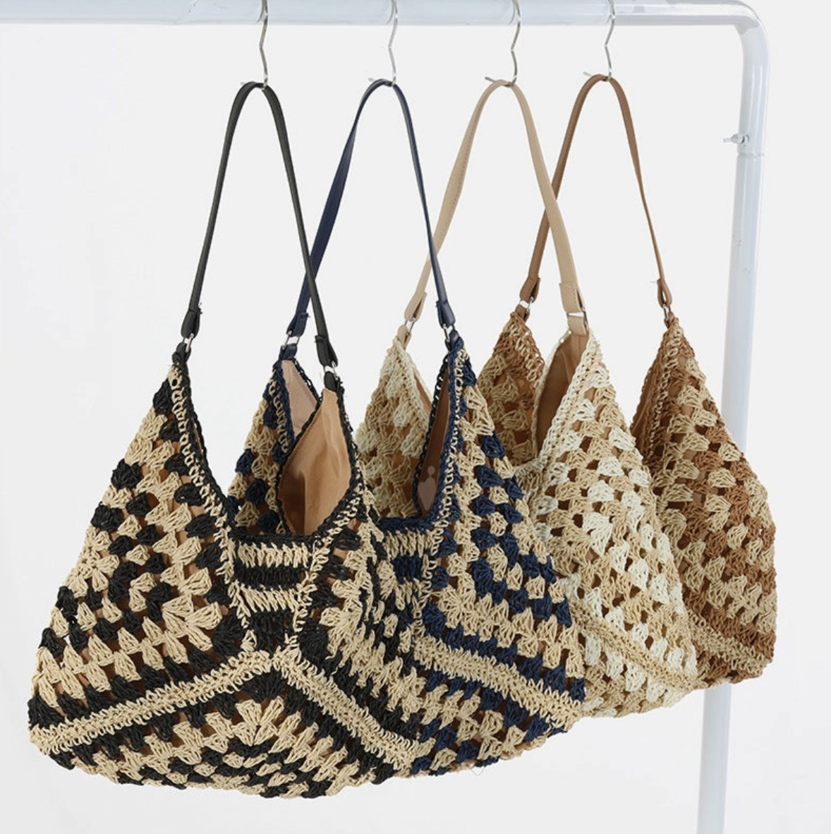 Block Design Woven Beach Bag