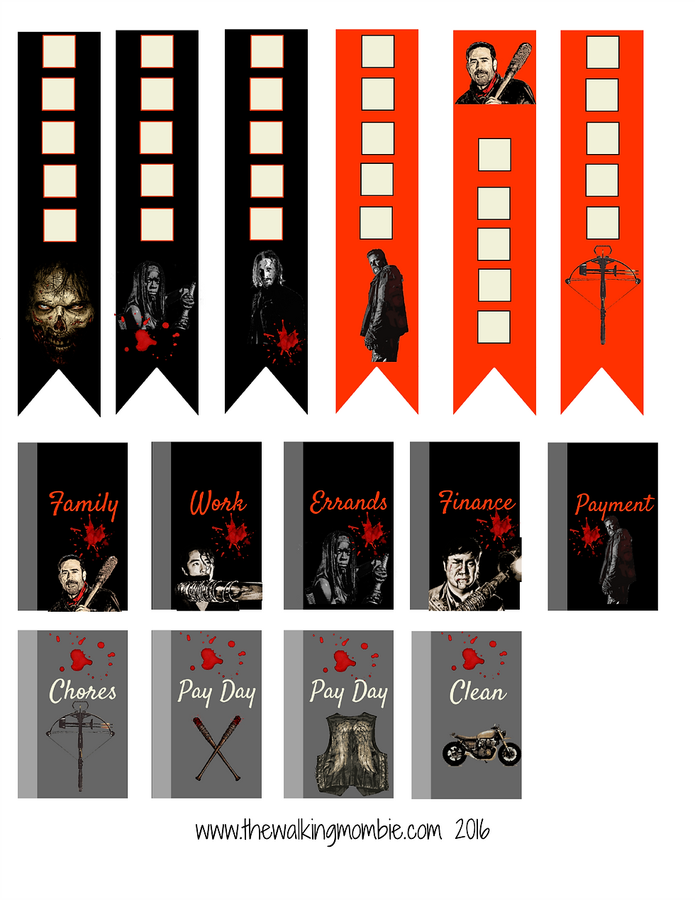the walking dead planner labels
