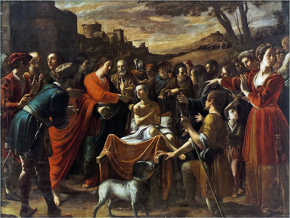 The raising to life of Samuel, the son of Sarah of Nain.