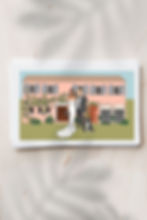 Thumbnail: Commissioned couple and venue illustration for branded stubby holders