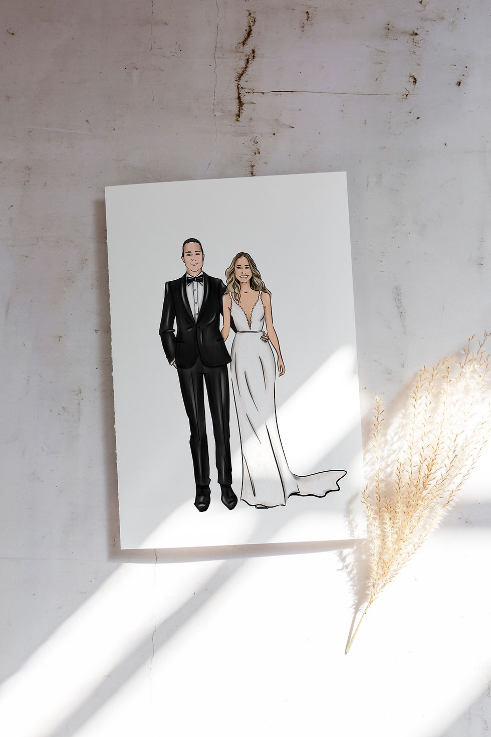 Commissioned couple illustration for their wedding stationary