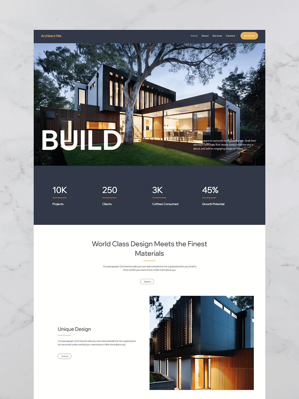 Flatlay image of a architecture website White Label web design Wix Website Design Web designer Australia Web design New Zealand SEO Wix Studio Templates