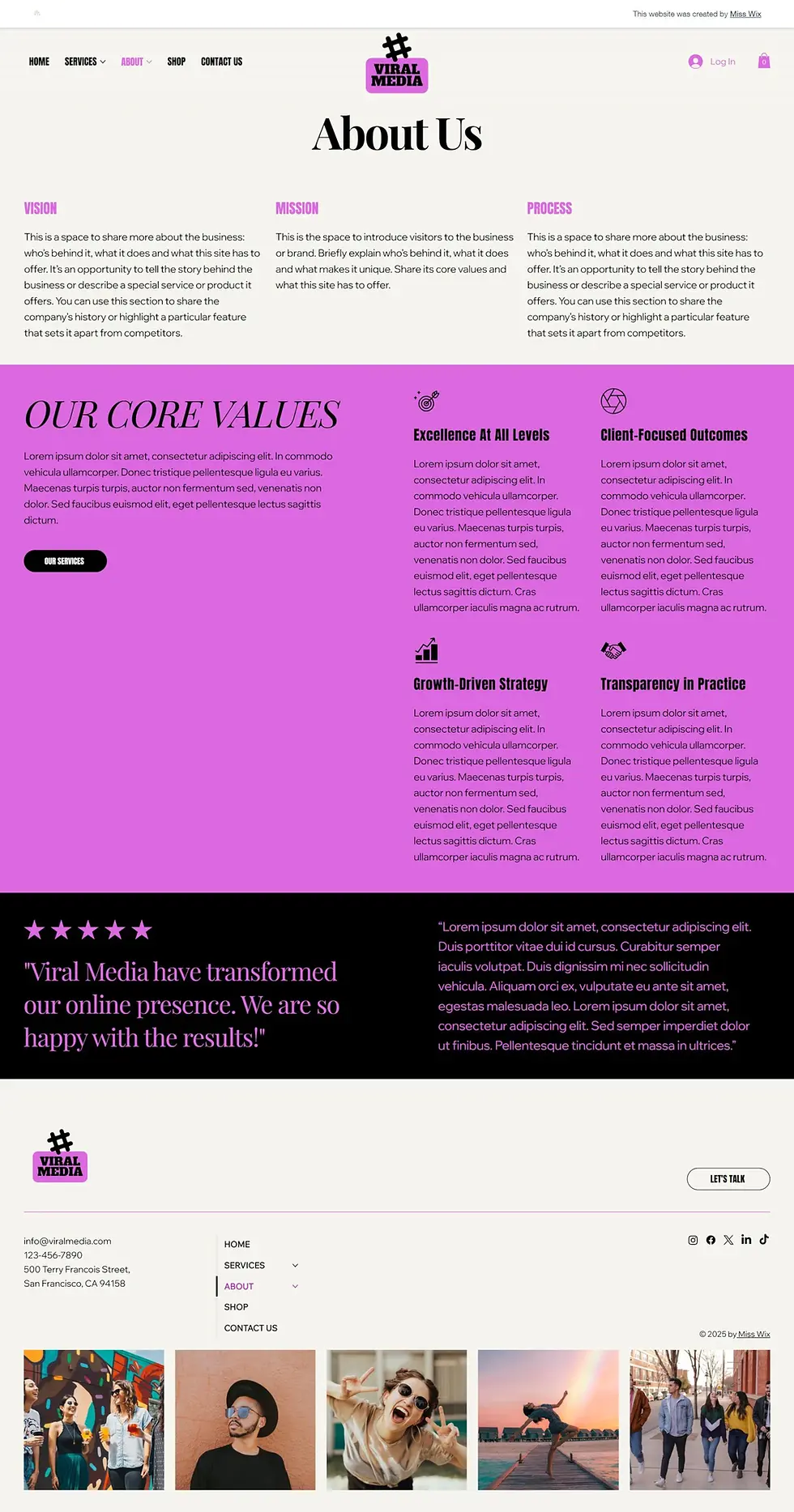 Thumbnail: Viral Media Wix Studio Template
