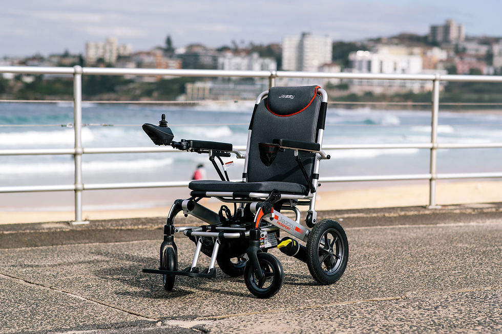 Mobility in Motion technician adjusting powered wheelchair joystick controls in Melbourne to ensure safe, precise and reliable operation.