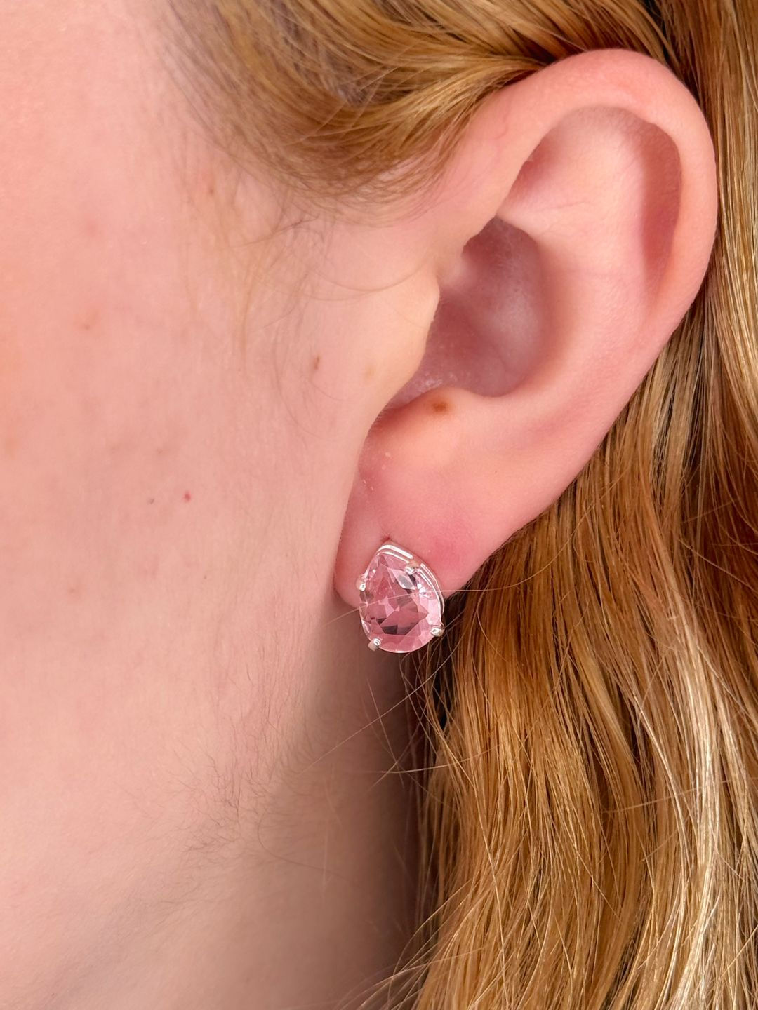 Brinco Gota Baby Pink Prata 925