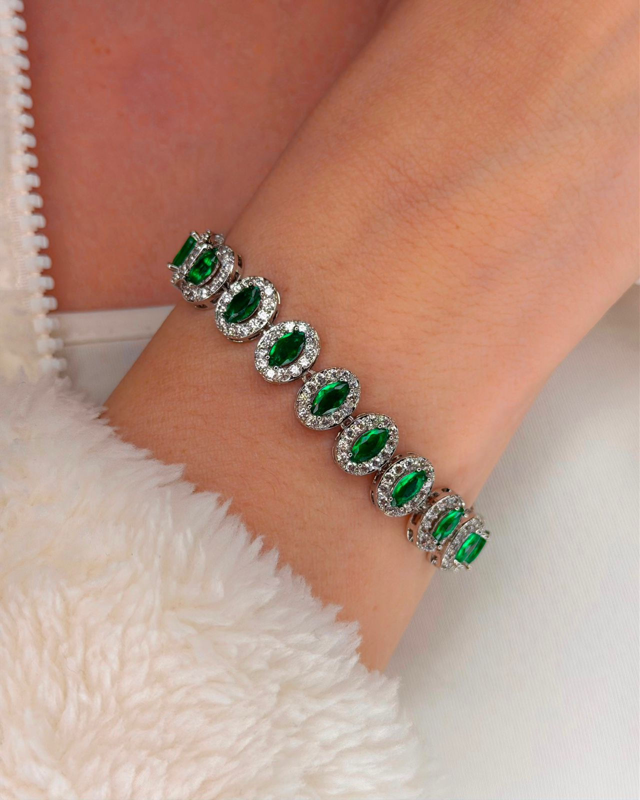 Pulseira Riviera Oval Esmeralda