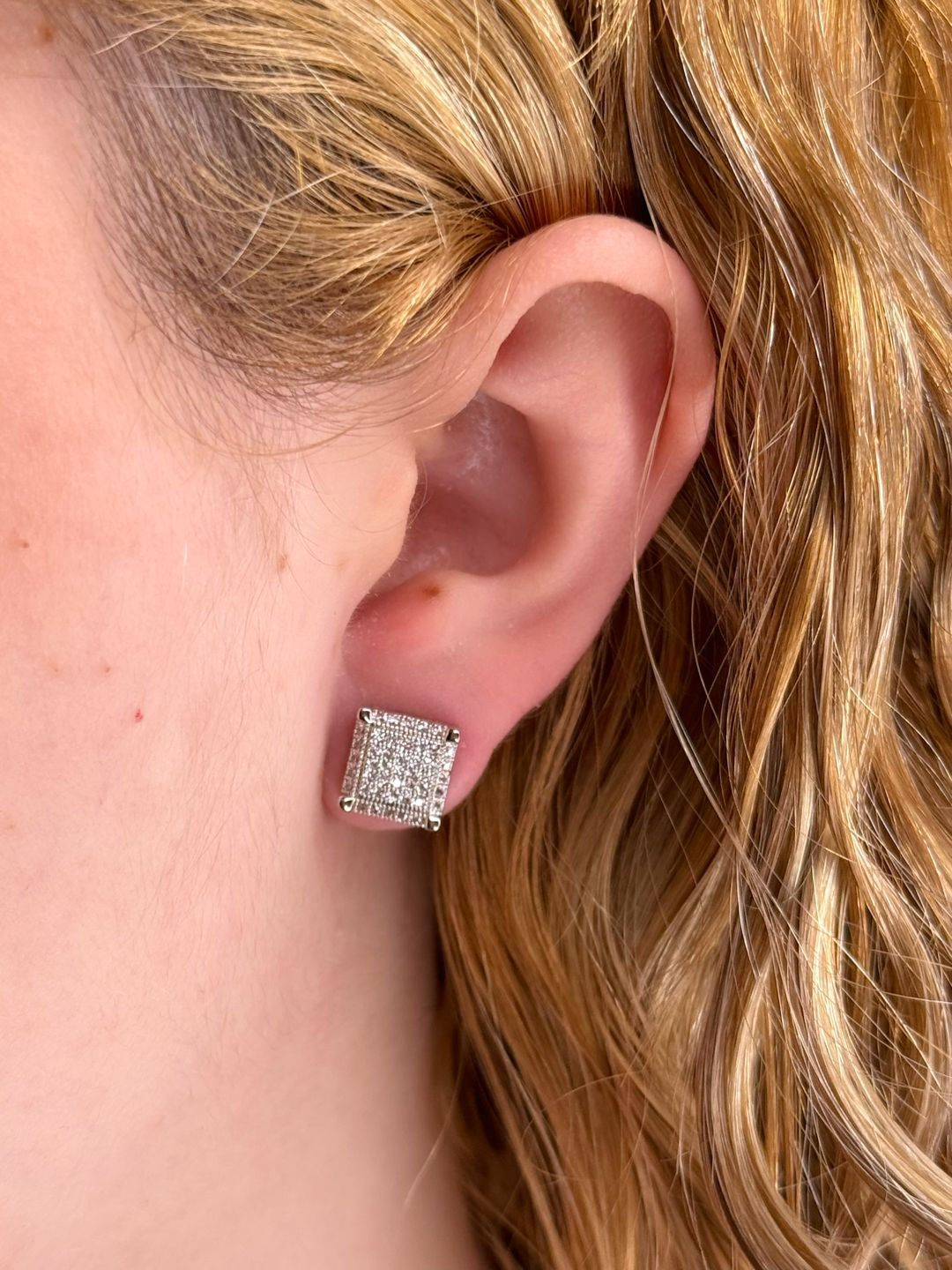 Brinco Gota Squares Cristal Prateado