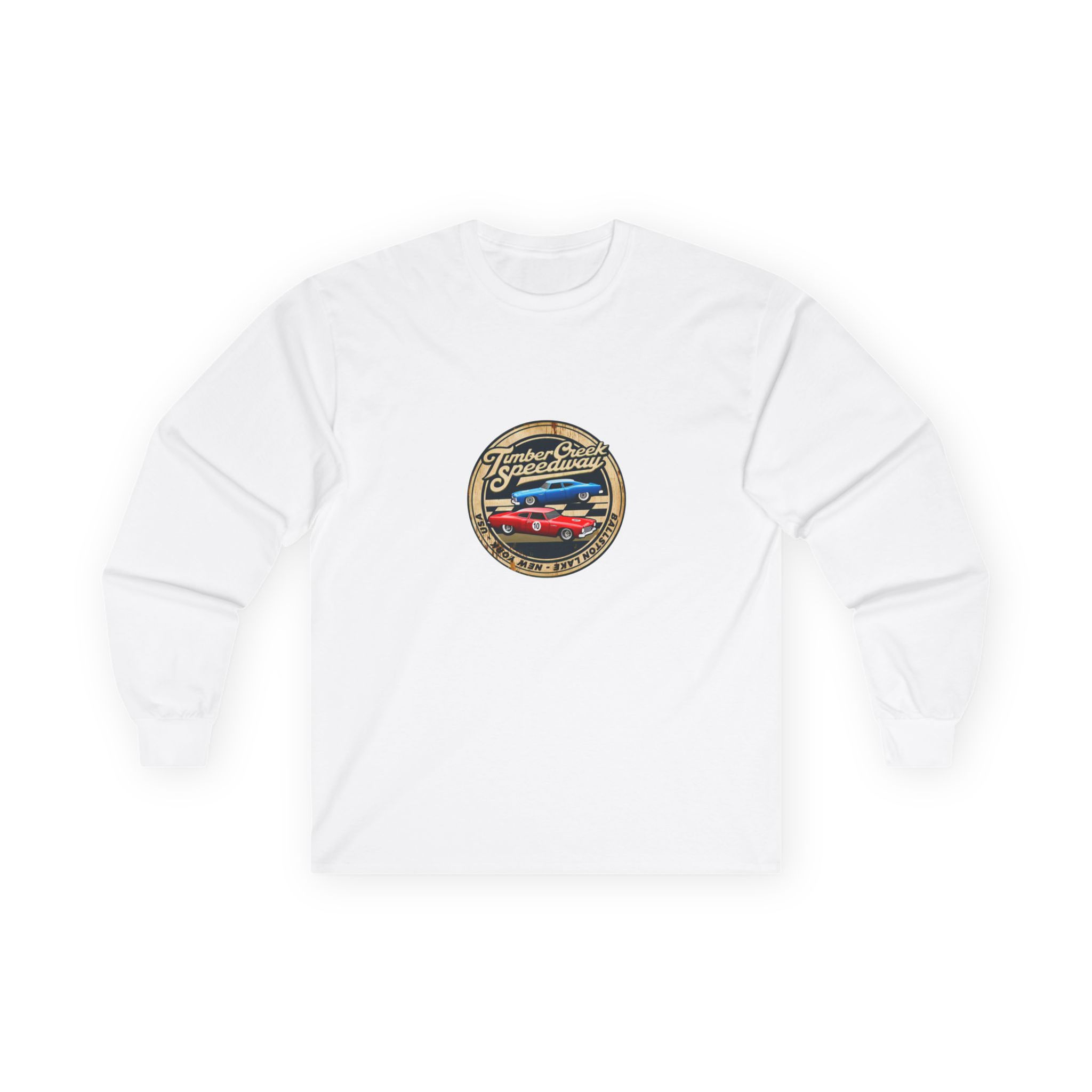Long sleeve diecast car racing tee in white