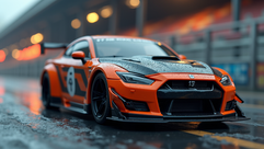 A mail-in hot wheels diecast car on the race track